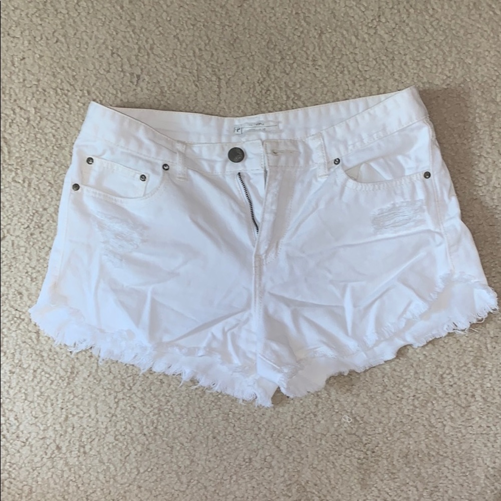 Free People White denim shorts